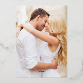 White Gold Foto Picture Wedding Modern Folieneinladung (Rückseite)