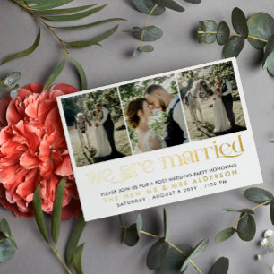 White Gold Foto Wir sind Verheiratet Post Wedding  Folie Einladungspostkarte