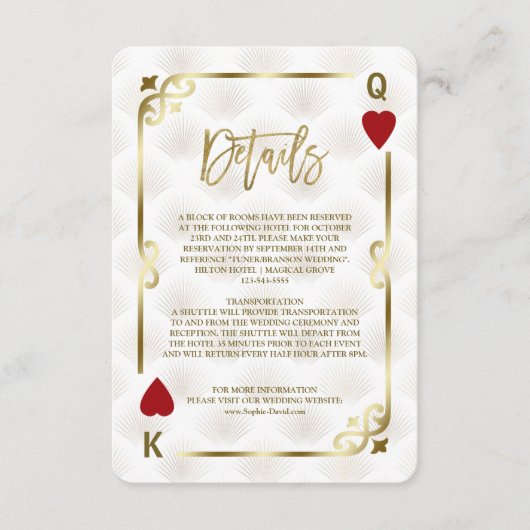 White Gold Gatsby Casino Las Vegas Poker Hochzeit Begleitkarte (Vorderseite)