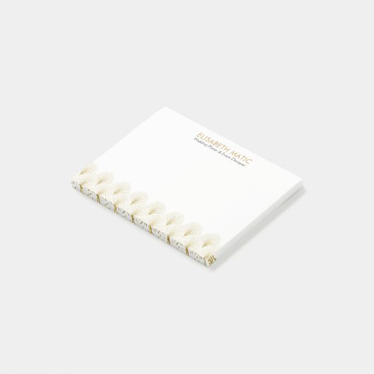 White & Gold Geometric Art-Deko-Muster Post-it Klebezettel (angewinkelt)