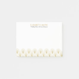 White & Gold Geometric Art-Deko-Muster Post-it Klebezettel
