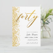 White Gold Geometric Glitzer Elegant 40. Geburtsta Einladung (Stehend Vorderseite)