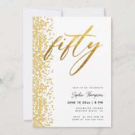 White Gold Geometric Glitzer Elegant 50. Geburtsta Einladung