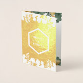 White Gold Geometric Tropical Foto Wedding Folienkarte (Vorderseite)