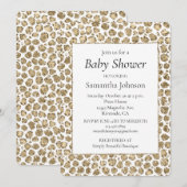 White Gold Glam Glitzer Glitz Leopard Print Einladung (Vorne/Hinten)