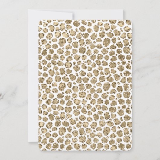 White Gold Glam Glitzer Leopard Brautparty Einladung (Rückseite)