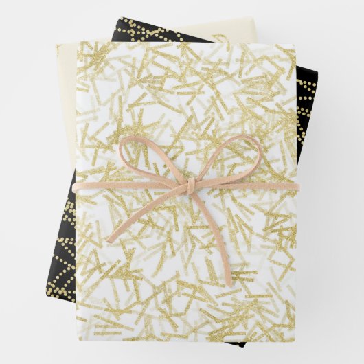 White Gold Glam Glitzy Birthday Geschenkpapier Set (Beispiel)