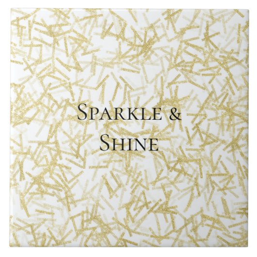 White Gold Glam Glitzy Sparkle Christmas Fliese (Vorderseite)