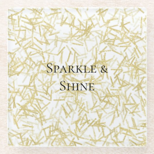 White Gold Glam Glitzy Sparkle Christmas Glasuntersetzer (Vorderseite)