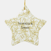 White Gold Glam Glitzy Sparkle Christmas Keramik Ornament (Vorne)