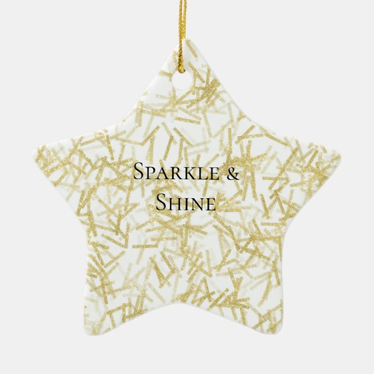 White Gold Glam Glitzy Sparkle Christmas Keramik Ornament (Vorne)