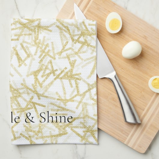 White Gold Glam Glitzy Sparkle Geschirrtuch (Viertel Falte)