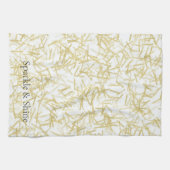 White Gold Glam Glitzy Sparkle Geschirrtuch (Horizontal)