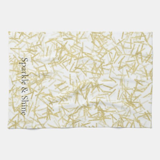 White Gold Glam Glitzy Sparkle Geschirrtuch (Horizontal)