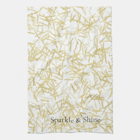 White Gold Glam Glitzy Sparkle Geschirrtuch (Vertikal)