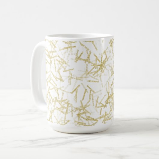 White Gold Glam Glitzy Sparkle Kaffeetasse (Vorderseite Links)