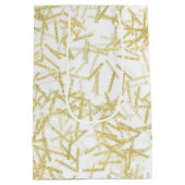 White Gold Glam Glitzy Weihnachten Mittlere Geschenktüte (Rückseite)