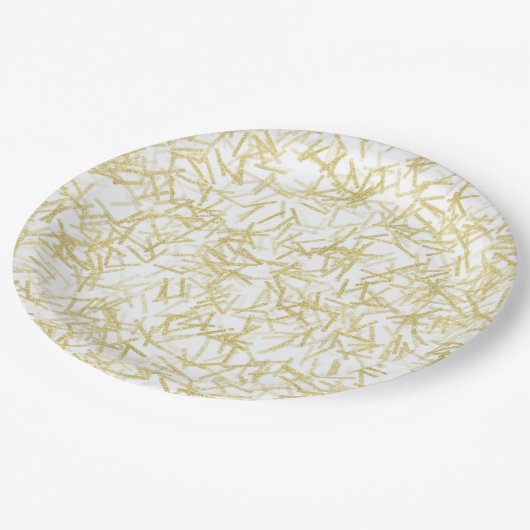 White Gold Glam Glitzy Weihnachten Pappteller (Schrägansicht)