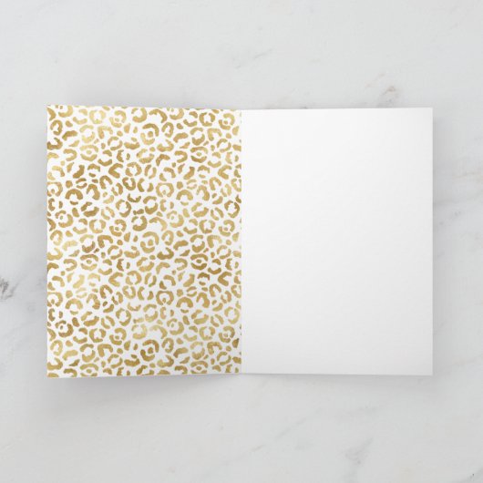 White Gold Glam Leopard Print Karte (Innenseite)