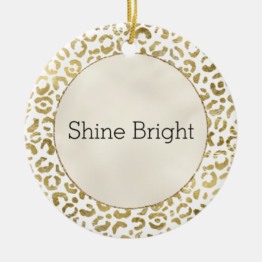 White Gold Glam Leopard Print Keramik Ornament (Vorne)