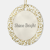 White Gold Glam Leopard Print Keramik Ornament (Links)