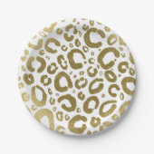 White & Gold Glam Leopard Print Party Pappteller (Vorderseite)