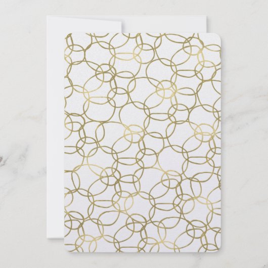 White Gold Glam Stilvolle Circles Wedding Einladung (Rückseite)