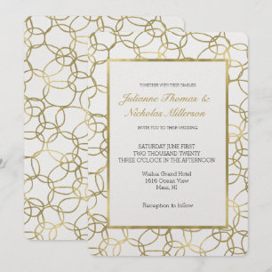White Gold Glam Stilvolle Circles Wedding Einladung