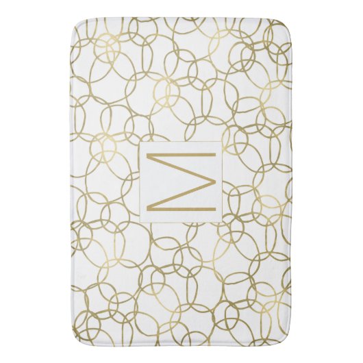 White Gold Glam Stylicles Monogram Badematte (Vorderseite Vertikal)
