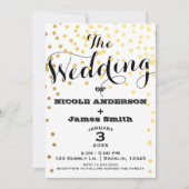 White & Gold Glamour Confetti Foil WEDING Einladung (Vorderseite)