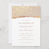 White Gold Glitter Marble Wedding Einladung (Vorderseite)