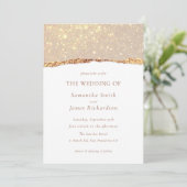 White Gold Glitter Marble Wedding Einladung (Stehend Vorderseite)