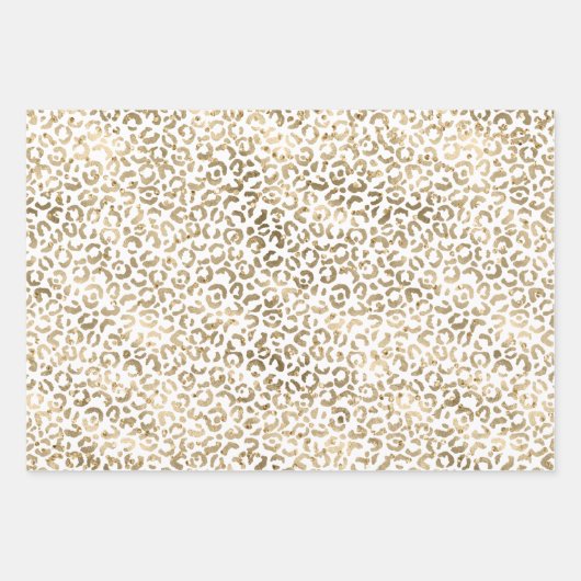 White Gold Glitz Sparkle Animal Prints Geschenkpapier Set (Vorderseite 3)