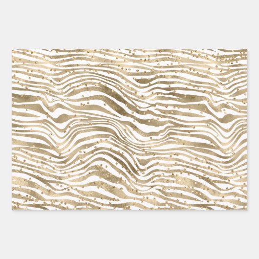 White Gold Glitz Sparkle Animal Prints Geschenkpapier Set (Vorderseite)