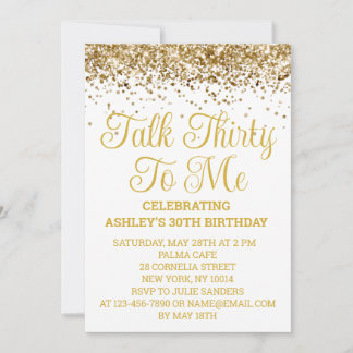 White Gold Glitzer 30. Geburtstag Rede dreißig zu Einladung