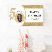White & Gold Glitzer 50 Fünfzig Jahre 50. Geburtst Banner (Insitu)