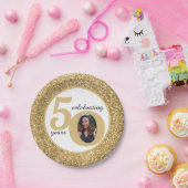 White & Gold Glitzer 50 Fünfzig Jahre 50. Geburtst Pappteller (Party)