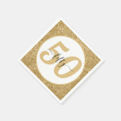 White & Gold Glitzer 50 Fünfzig Jahre 50. Geburtst Serviette (Ecke)