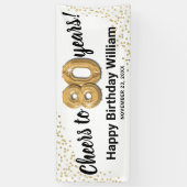 White Gold Glitzer 80. Geburtstag Banner (Vertikal)