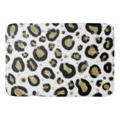 White Gold Glitzer & Black Leopard Cheetah Print Badematte (Vorderseite)