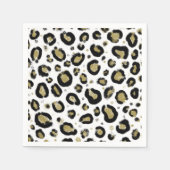 White Gold Glitzer & Black Leopard Cheetah Print Serviette (Vorderseite)