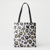 White Gold Glitzer & Black Leopard Cheetah Print Tasche (Vorderseite)