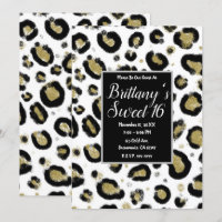 White Gold Glitzer & Black Leopard Sweet 16 Party