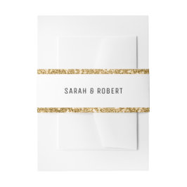 White & Gold Glitzer Border Wedding Einladungsbanderole