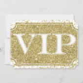 White Gold Glitzer Confetti Glam VIP Party Ticket Einladung (Vorderseite)