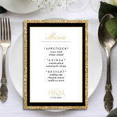 White & Gold Glitzer Dinner Hochzeitsempfang Menükarte