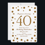 White & Gold Glitzer Dots 40. 40 Geburtstagsparty Einladung<br><div class="desc">White & Gold Glitzer Dots 40. 40 Geburtstagsparty Einladungen.</div>