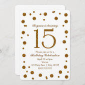 White & Gold Glitzer Dots Sweet 15 Geburtstagspart Einladung (Vorne/Hinten)