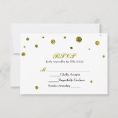 White & Gold Glitzer Dots UAWG Wedding Card RSVP Karte (Vorderseite)