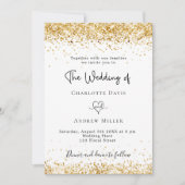 White Gold Glitzer Drehbuch Einladung (Vorderseite)